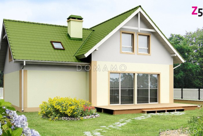 Проект классического одноэтажного мансардного дома из газобетона с четырьмя спальнями и гаражом