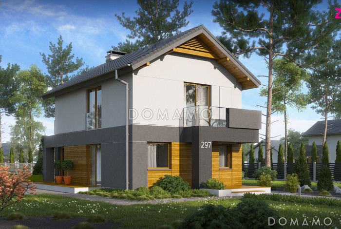 Проект небольшого двухэтажного дома из кирпича с тремя спальнями и балконом