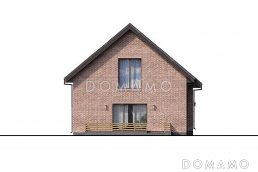 Проект одноэтажного дома с мансардой, большой террасой и гаражом / Фасад 4