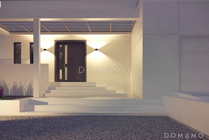 Проект современного трёхуровнего дома из газобетона с плоской крышей, с большим гаражом, спортзалом и сауной 