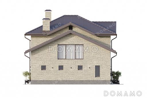 Проект современного двухэтажного дома с просторным гаражом, балконом, совмещенной кухней-гостиной и большим зимним садом на втором этаже / Фасад 3