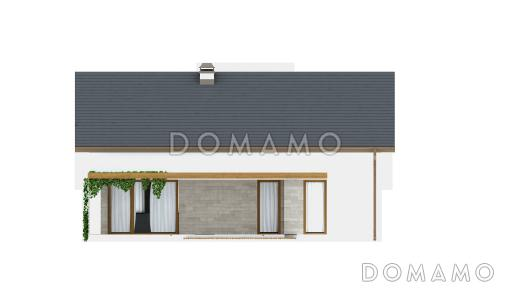 Проект компактного одноэтажного дома из газобетона с двумя спальнями и с возможностью обустройства чердачного помещения / Фасад 1