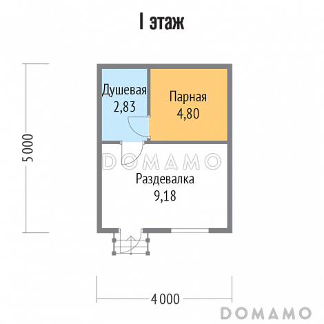 Проект каркасной бани 5х4 / План 1 этажа