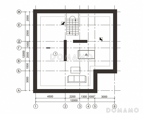 Проект загородного дома с мансардным этажом без окон / План мансардного этажа