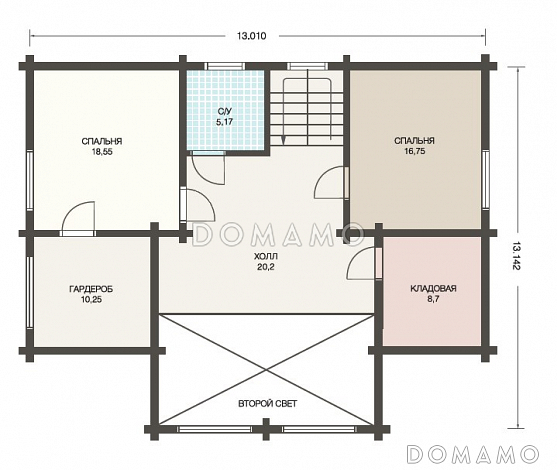 Проект дома из клееного бруса для круглогодичного проживания семьи / План мансардного этажа
