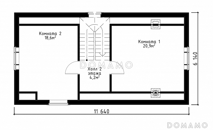Проект бани с жилой мансардой, террасой и барбекю. / План мансардного этажа