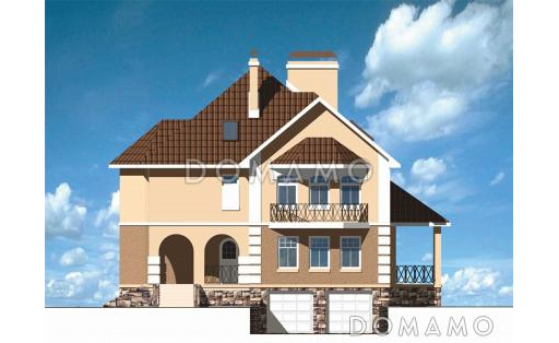 Проект коттеджа с подземным гаражом / Фасад 1