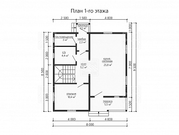 Каркасный дом "Оддманд" / План 1 этажа