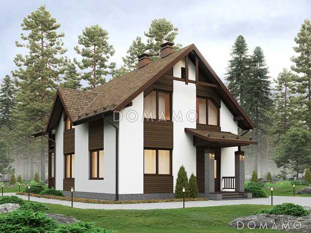 Проект современного экономичного загородного дома из газобетона с элементами финского стиля