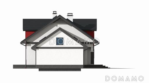Проект одноэтажного мансардного дома из газобетона с кабинетом, эркером, балконом над ним и гаражом / Фасад 1