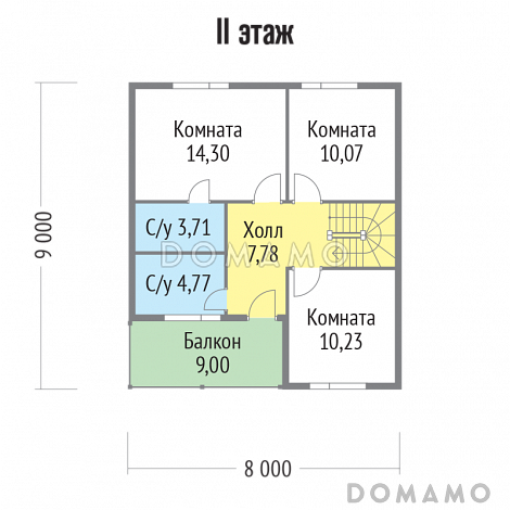 Проект каркасного дома с спальней на первом этаже / План мансардного этажа