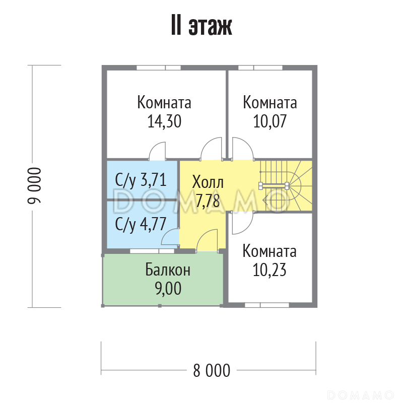 Проект каркасного дома с спальней на первом этаже / План мансардного этажа