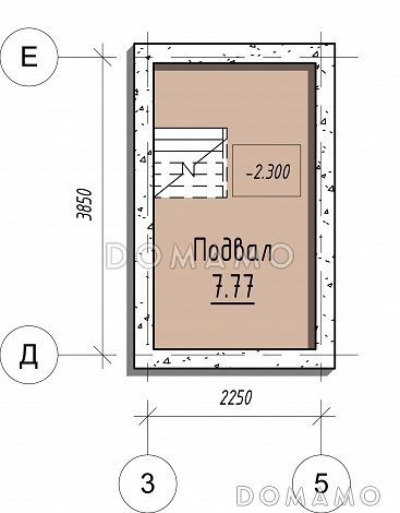 Проект одноэтажного дома с мансардой и подвалом / План цокольного этажа