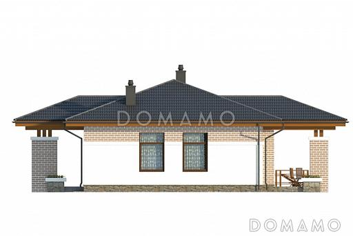 Проект одноэтажного дома с панорамным окном на крытую террасу / Фасад 3