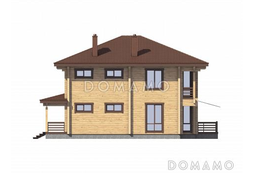 Проект двухэтажного деревянного дома с большой мастер-спальней и двумя лоджиями / Фасад 4