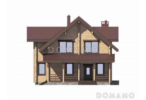 Проект дома из бруса с небольшой кухней / Фасад 1