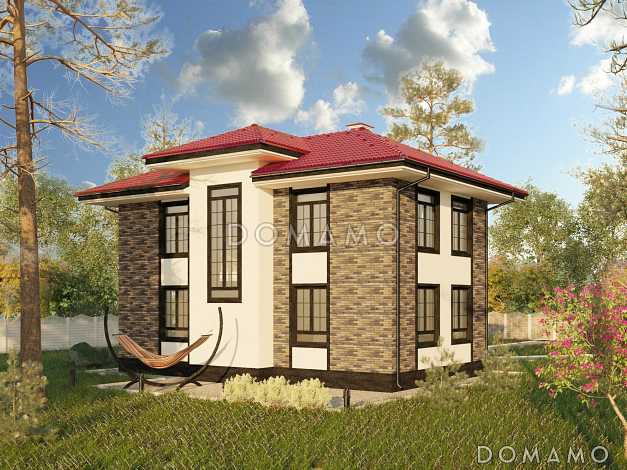 Проект компактного двухэтажного коттеджа по технологии ЛСТК с пятью спальнями