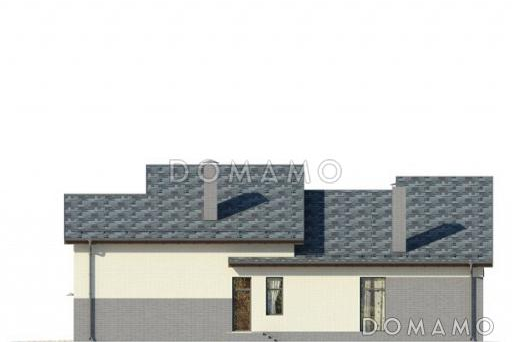 Проект дома с гаражом на две машины, террасой, вторым светом, сауной, двумя балконами / Фасад 3