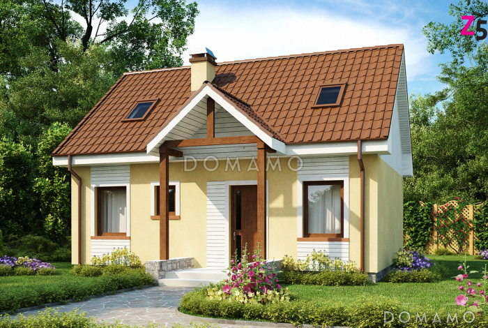 Проект одноэтажного мансардного дома из кирпича с четырьмя спальнями