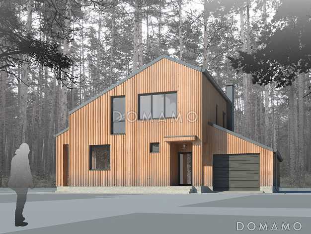 Проект дома из пеноблоков с террасой и гаражом