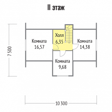 Проект дома из клееного бруса с небольшой кухней  / План мансардного этажа
