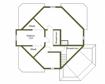 Проект коттеджа из бруса в русском стиле / План мансардного этажа