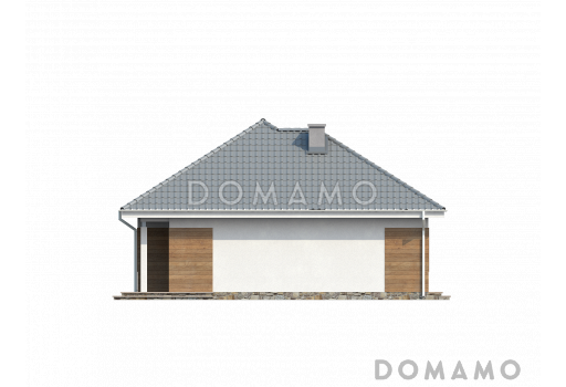 Проект одноэтажного дома из кирпича с двумя спальнями и крытой террасой / Фасад 3