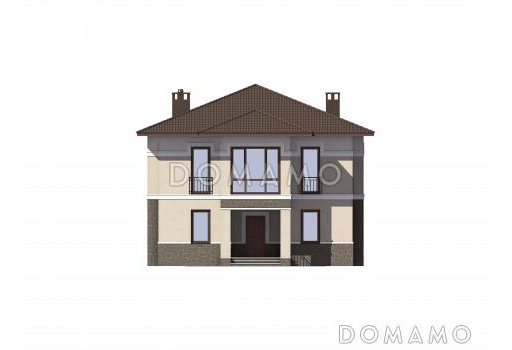 Проект двухэтажного дома с небольшой изолированной кухней / Фасад 1