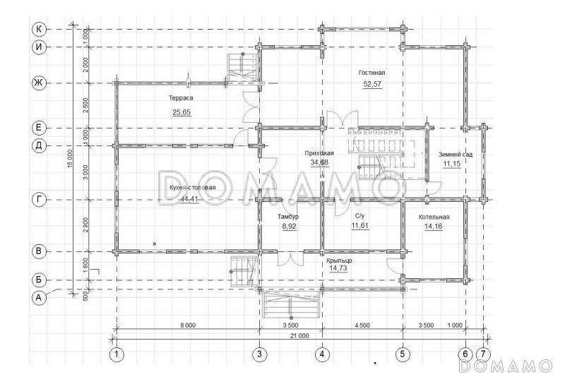 Проект большого двухэтажного дома, с красивым внешним видом / План 1 этажа