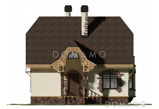 Проект небольшого дома из газобетона в русском стиле / Фасад 1