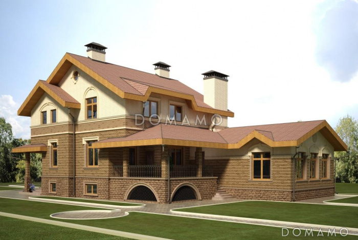 Проект загородного дома с подвалом и пристроенным бассейном