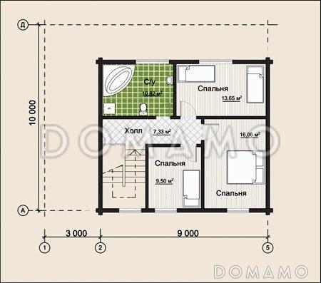 Проект дома из клееного бруса с навесом для одного авто / План мансардного этажа