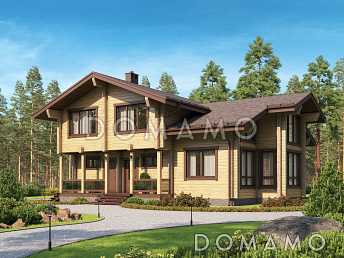 Проект деревянного дома с 4 спальнями и вторым светом в гостиной-столовой