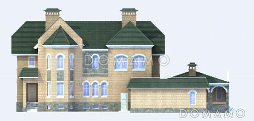 Проект кирпичного дома с пристроенным большим гаражом / Фасад 1