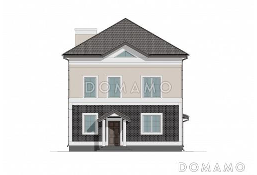 Проект двухэтажного дома с мансардой, мастер-спальней и остекленной террасой / Фасад 2