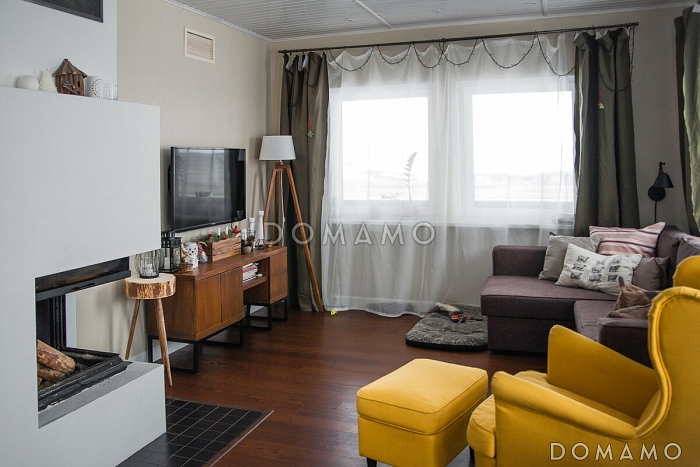 Проект каркасного дома с мансардой, 4 спальнями, кабинетом и сауной