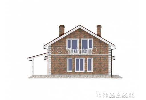 Проект дома с 4 спальнями, эркером в гостиной, террасой и пристроенным гаражом / Фасад 4