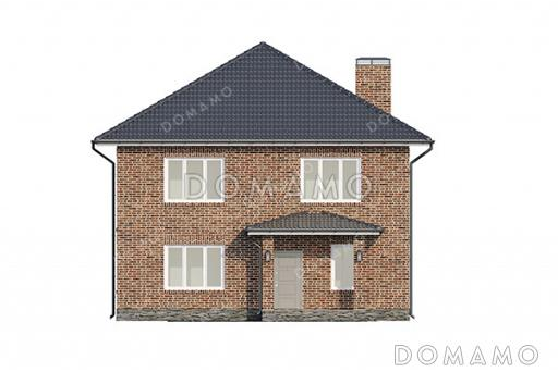 Проект двухэтажного дома с четырьмя спальнями наверху и одной внизу / Фасад 3