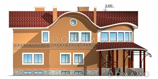 Проект двухэтажного дома с бильярдной и тренажерным залом на цокольном этаже / Фасад 1