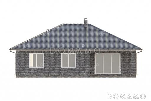 Проект дома из газобетона с тремя спальнями, двумя санузлами и небольшой террасой / Фасад 1