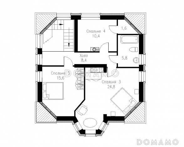 Проект готического коттеджа / План мансардного этажа