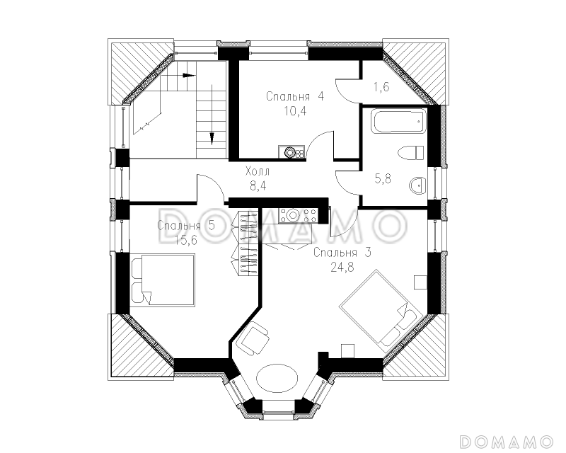 Проект готического коттеджа / План мансардного этажа