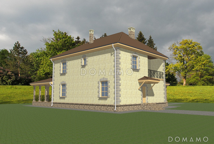 Проект двухэтажного особняка с пятью спальнями и вторым светом