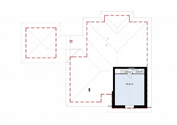 Проект одноэтажного дома с гаражом и отдельно стоящей баней S-257 / План мансардного этажа
