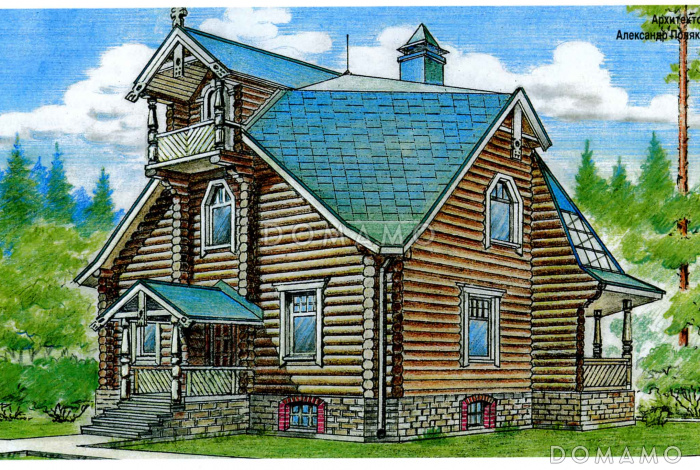 Проект коттеджа из бруса в русском стиле