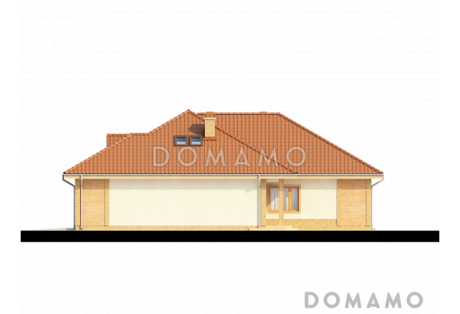 Проект одноэтажного дома из газобетона с тремя спальнями, просторной гостиной и гаражом / Фасад 4
