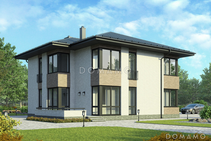 Проект дома из газобетона с большим гаражом