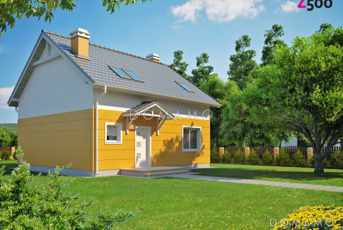 Проект одноэтажного мансардного дома из газобетона с кабинетом и балконом