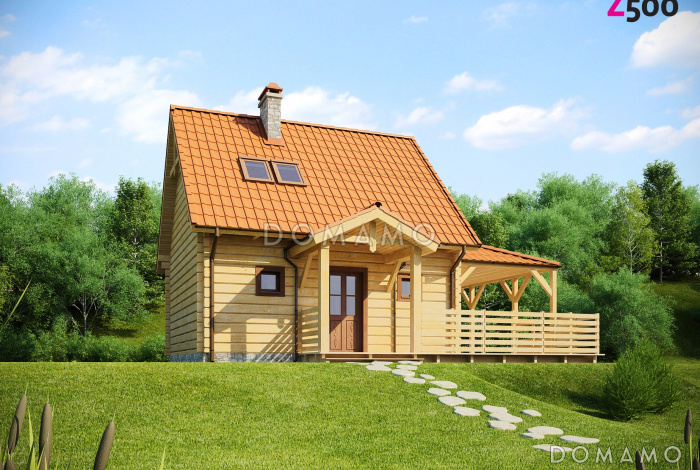 Проект компактного мансардного дома из кирпича с тремя спальнями и крытой террасой