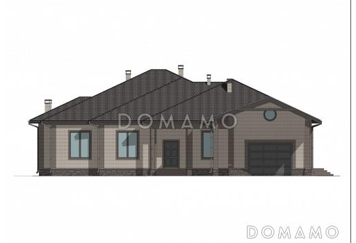 Проект кирпичного дома с навесом, гаражом и тренажерным залом / Фасад 4